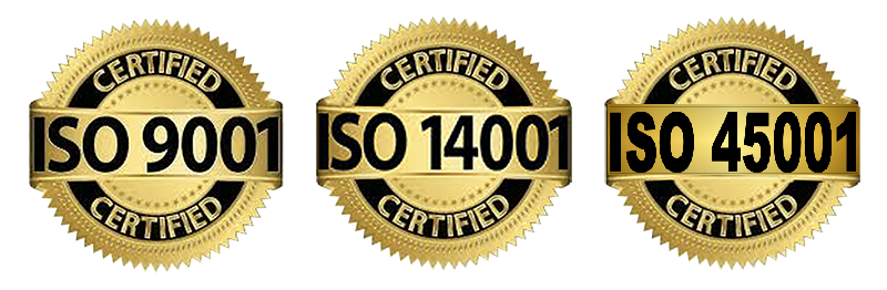 ISO 9001, ISO 14001, and ISO 45001 certified